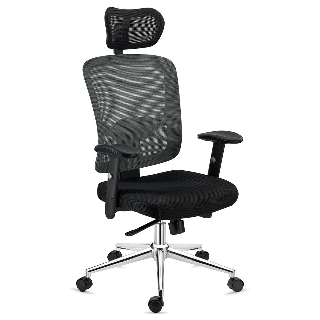 Sedia Ergonomica MARKO, Poggiatesta, Sostegno Lombare, Reclinazione sincronizzata, in Grigio