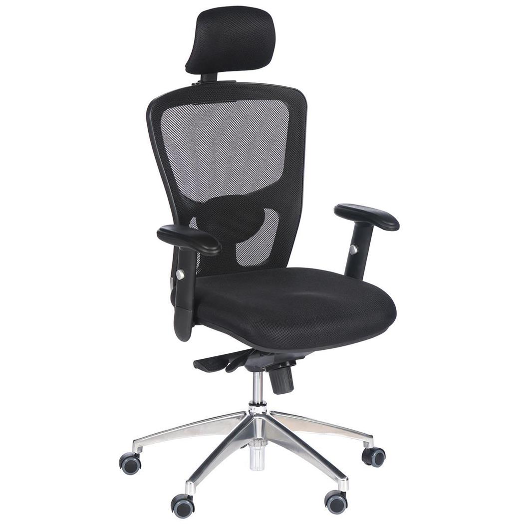 DEMO# Sedia Ergonomica TORINO, Sostegno Lombare, in Rete Traspirante, color Nero 