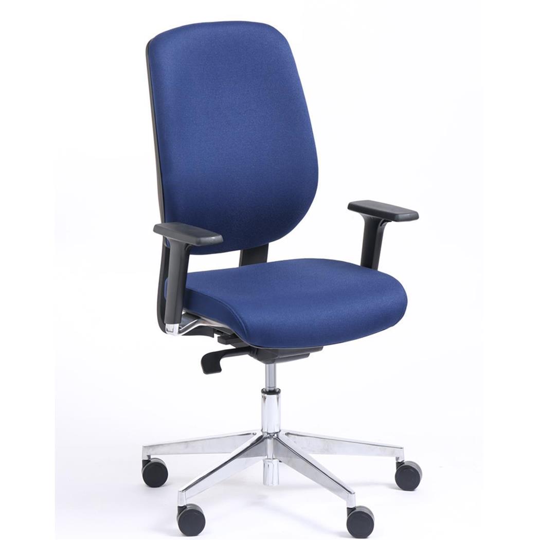 Sedia da ufficio RIKI CON BRACCIOLI, Tessuto Ignifugo, Schienale Regolabile, in color Blu