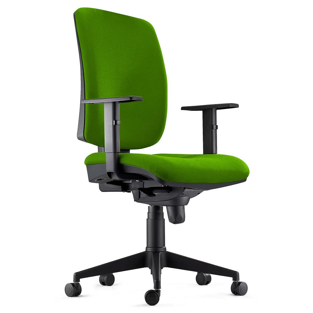 Sedia Ergonomica PIERO, in Tessuto color Verde, con Braccioli Regolabili
