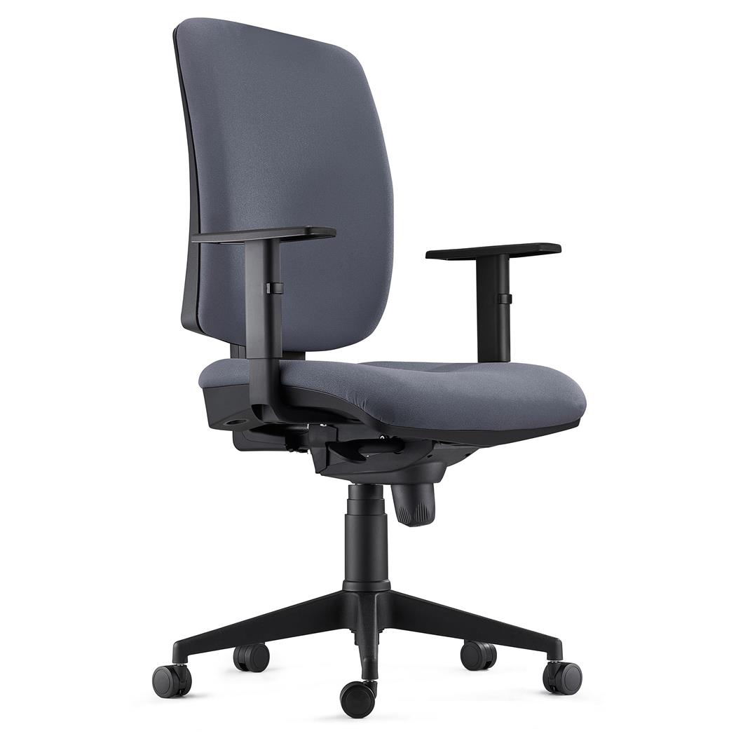 Sedia Ergonomica PIERO, in Tessuto color Grigio, con Braccioli Regolabili