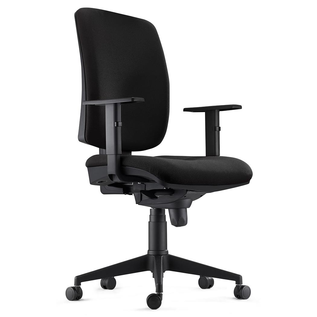 Sedia Ergonomica PIERO, in Tessuto color Nero, con Braccioli Regolabili