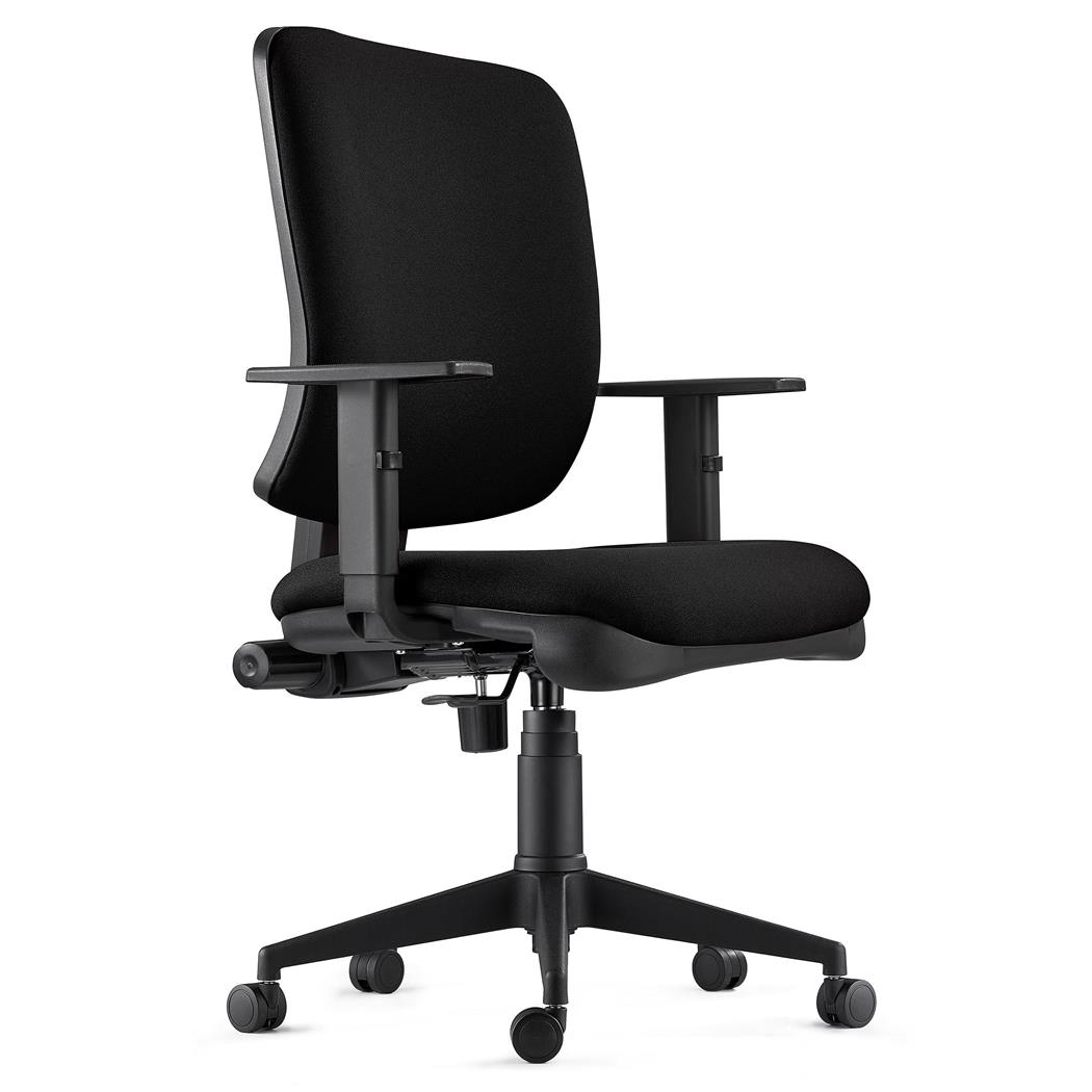 Sedia Ergonomica DIEGO, in Tessuto color Nero, Spessa Imbottitura e Meccanismo Sincronizzato 