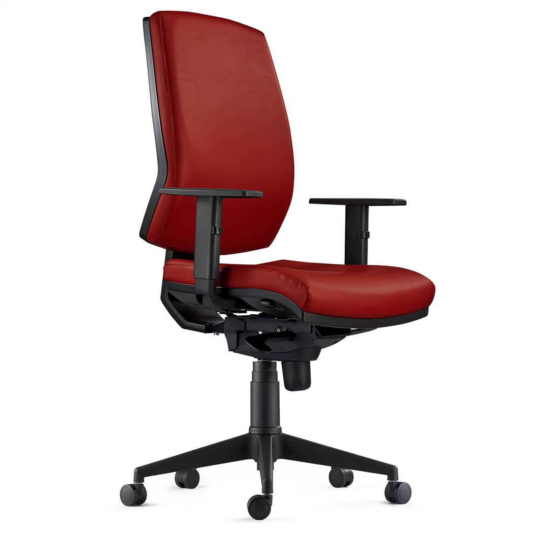 Sedia Ergonomica OLIVER, in Pelle color Marrone, con Braccioli Regolabili e Soffice Imbottitura
