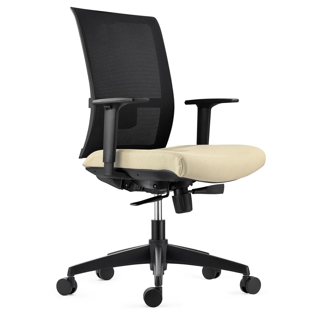 Sedia Ergonomica EXON, Supporto Lombare, in Tessuto e Rete colore Crema