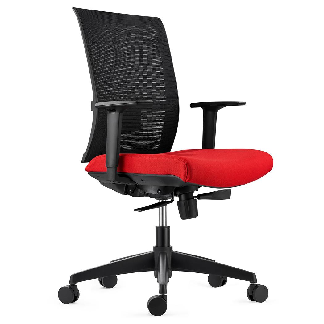 Sedia Ergonomica EXON, Supporto Lombare, in Tessuto e Rete colore Rosso