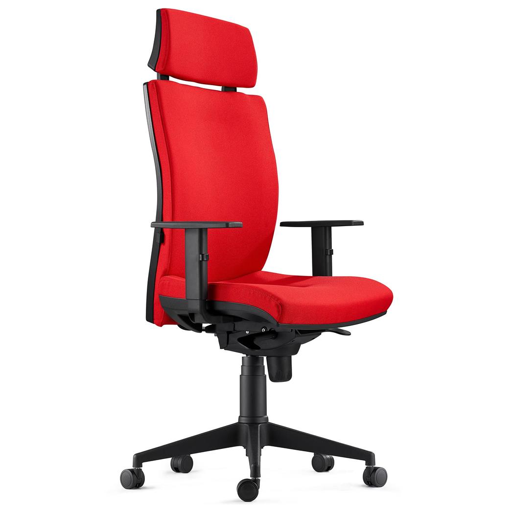 Sedia Ergonomica MARVEL, in Tessuto color Rosso con Poggiatesta e Sostegno lombare