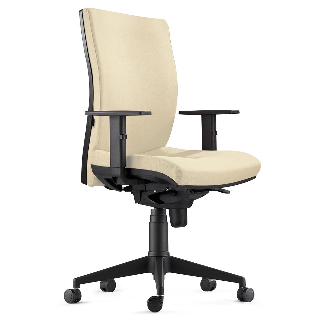 Sedia Ergonomica KEVIN, in Tessuto color Crema, con Sostegno lombare e Braccioli Regolabili