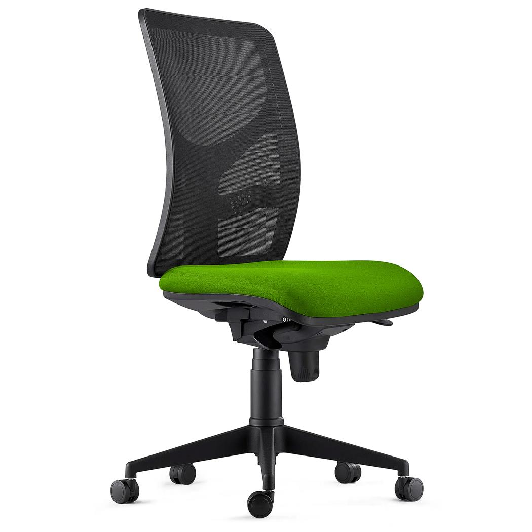 Sedia da Ufficio MILO, Senza Braccioli, Ergonomica, Supporto Lombare, In Tessuto Ignifugo Verde