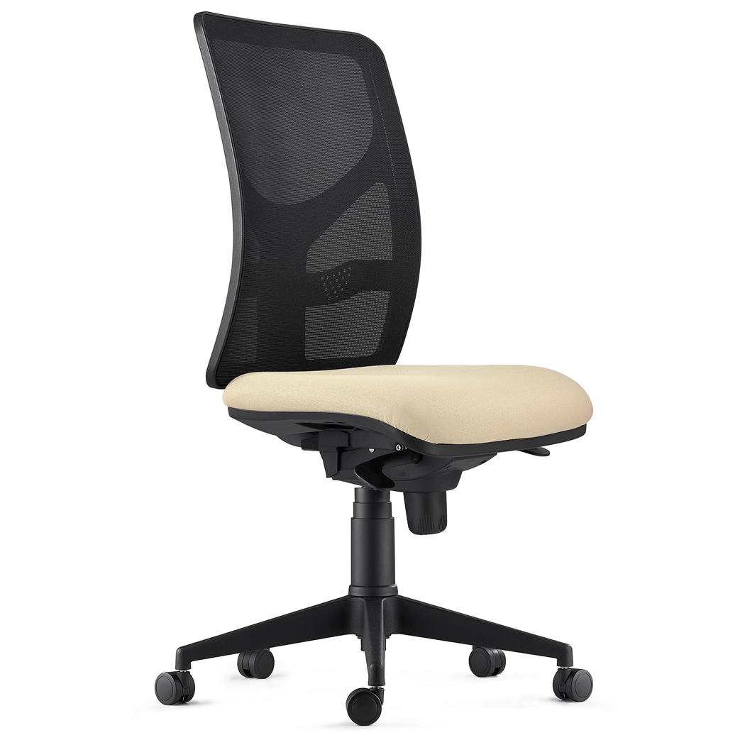Sedia da Ufficio MILO, Senza Braccioli, Ergonomica, Supporto Lombare, In Tessuto Ignifugo Crema