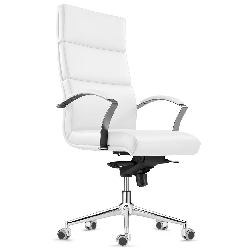 Poltrona da Ufficio RABAT, in Vera Pelle, Ignifuga, Basculante, Qualità e Design, Bianco