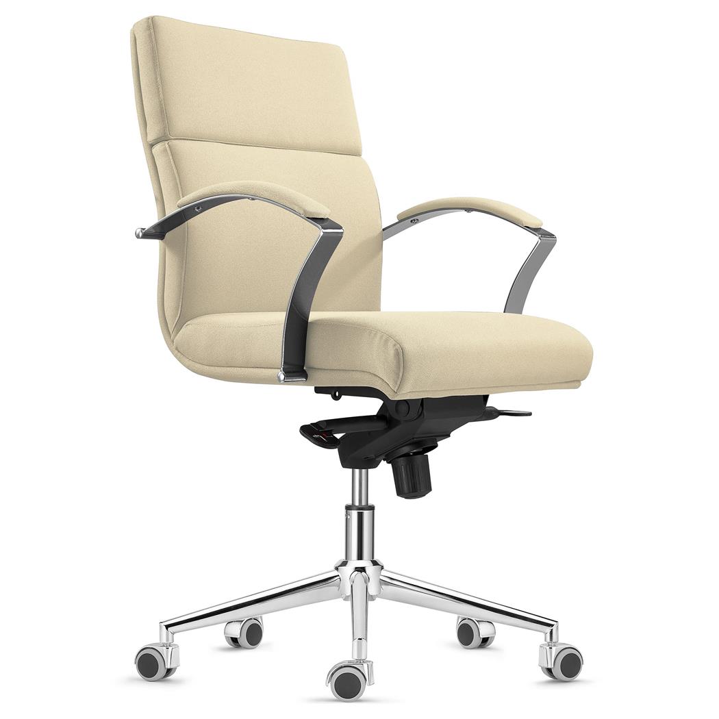 Sedia per Ufficio RABAT, Schienale Basso, in Tessuto Crema, Meccanismo Basculante, Alta Qualità e Design