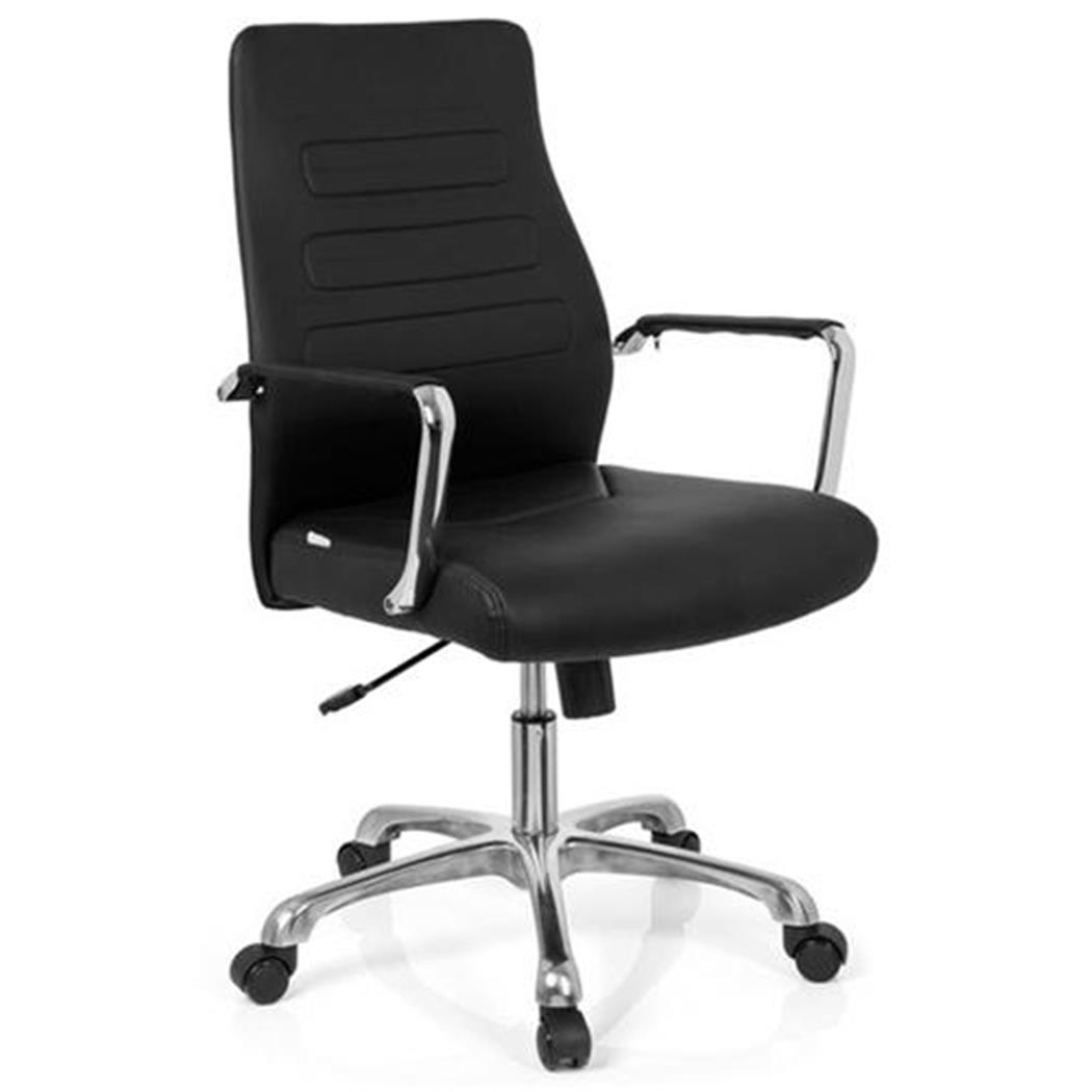 DEMO# Sedia di Design TESLA, Imbottitura Extra, Telaio in Metallo, in Pelle color Nero