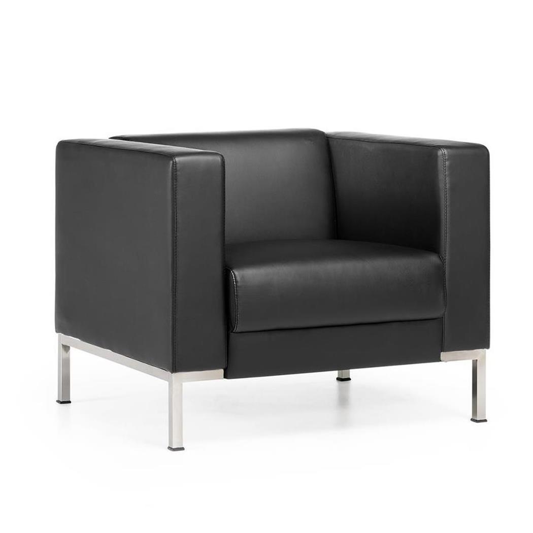 Poltrona a 1 posto CAPIO, Design Elegante, Grande Comfort, Pelle Nera