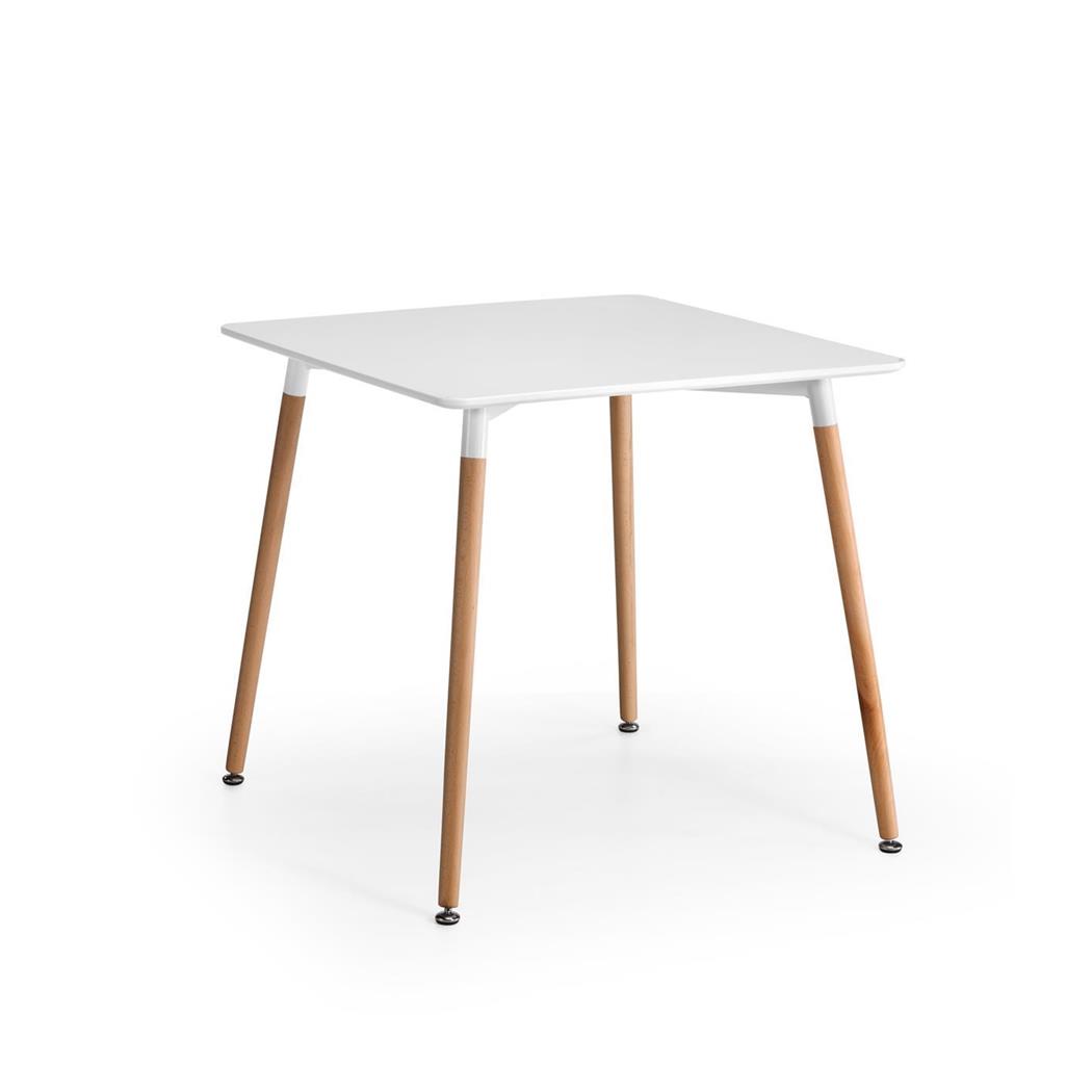 Tavolo per PC MISKE, 80x80cm, in Legno, Ripiano in Acciaio Bianco