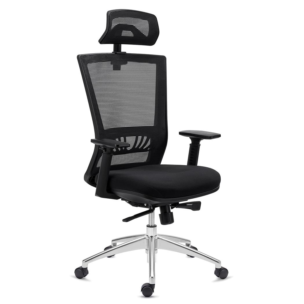 Sedia Ufficio MAGNUM ELITE, Supporto Lombare, Base Alluminio, Nero