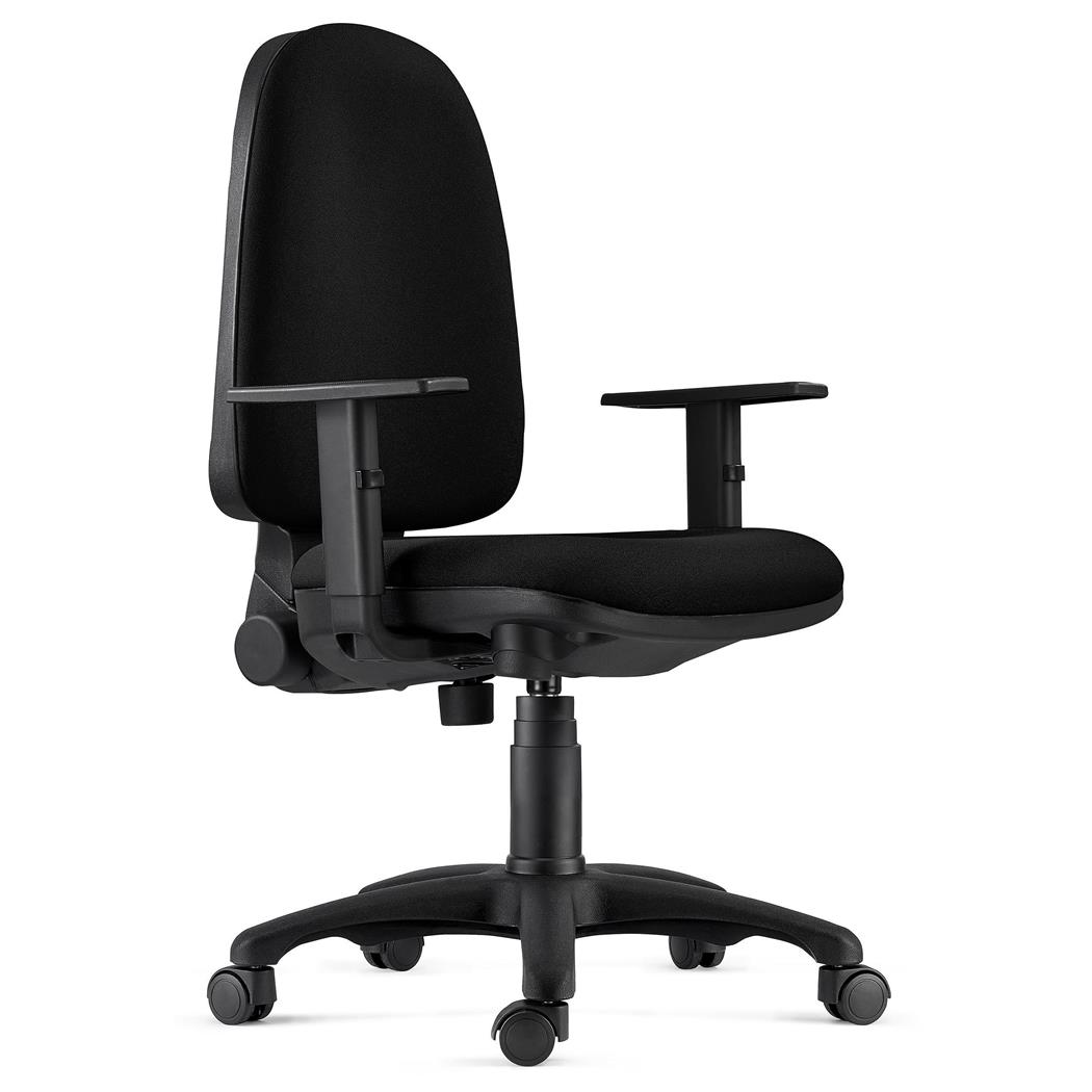 Sedia Ergonomica PAROS, in Tessuto Ignifugo Nero, Braccioli Regolabili