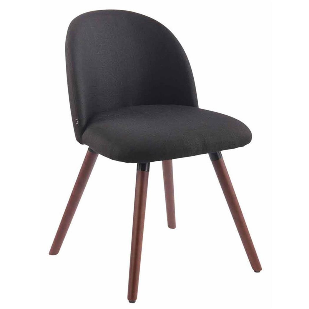 Sedia per Ospiti e Attesa MINA, Base in Legno color Noce, Seduta in Tessuto color Nero