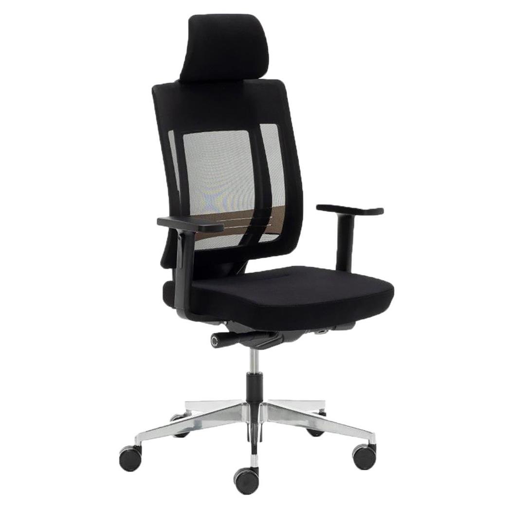 Sedia Ergonomica OTTAWA, Regolabile, Base Alluminio, Nero