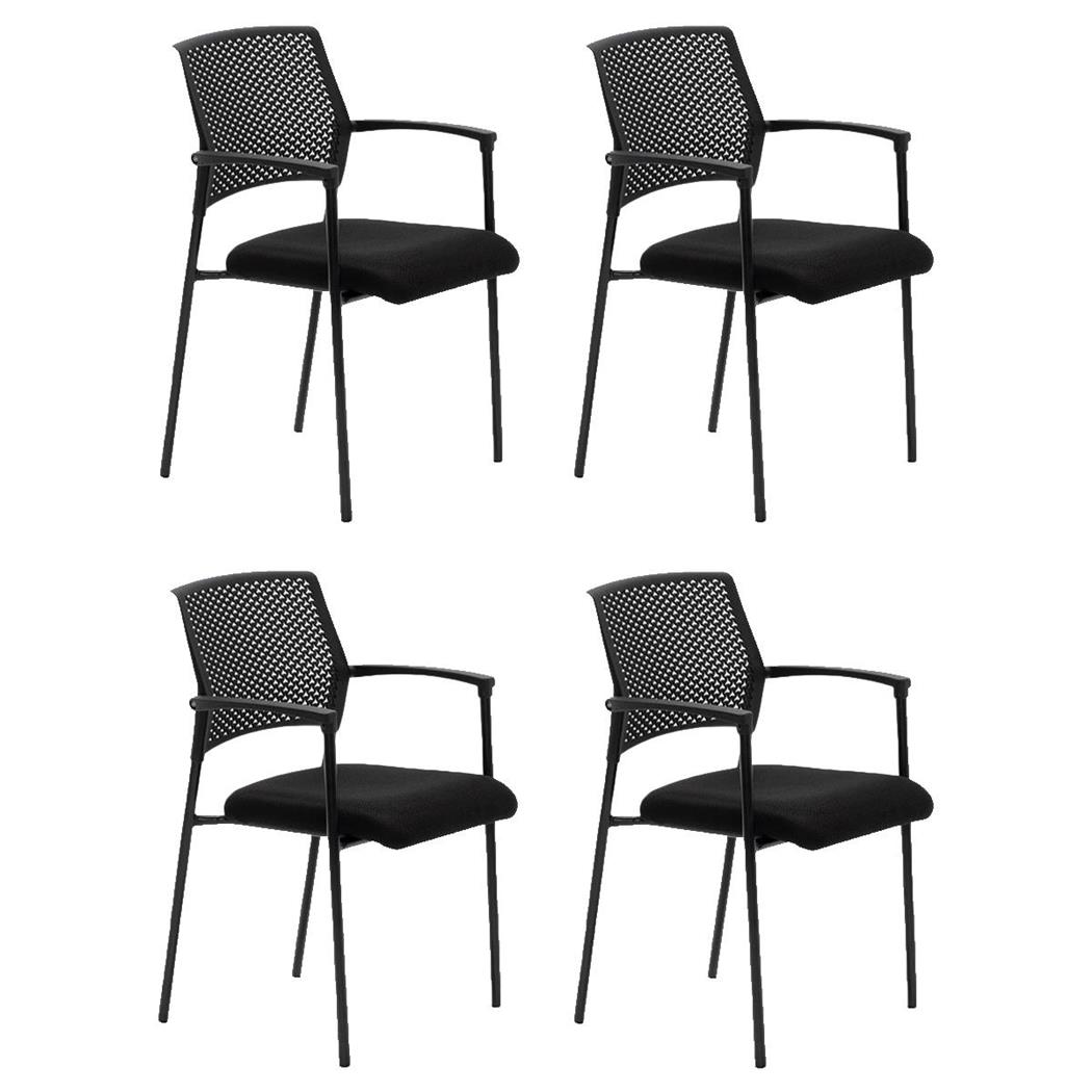 Lotto da 4 Sedie Attesa TERRANOVA, Seduta Ergonomica ed Imbottita, Impilabili, Color Nero