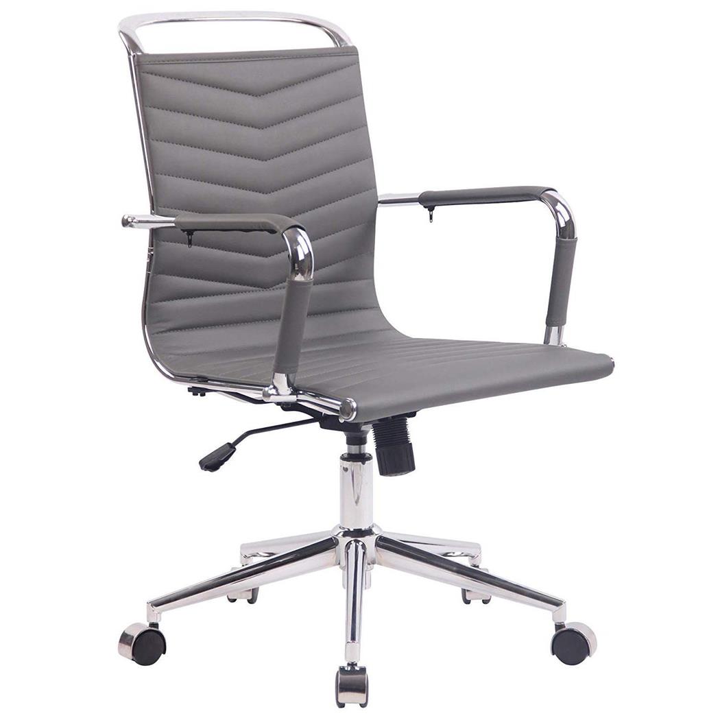 Sedia di Design SIGRID, Eleganti Cuciture a Vista, in Pelle, Grigio
