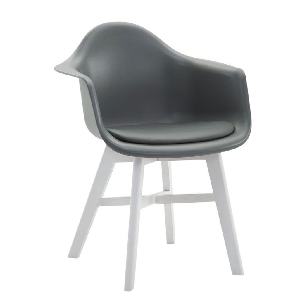 Sedia Attesa ROMAN, Stile Esclusivo, Gambe Legno Bianco, Seduta in Grigio
