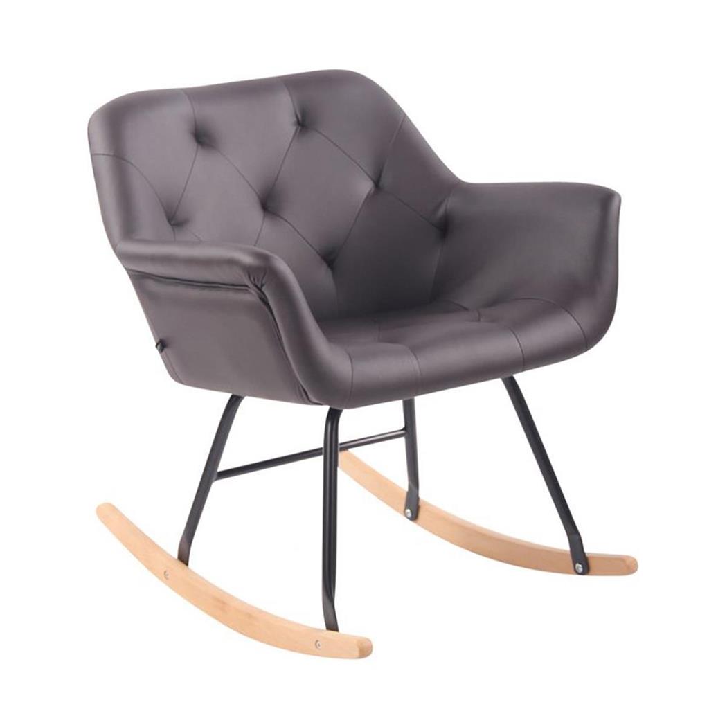 Sedia d'Attesa DANDY, A Dondolo, Imbottita, Design Stile Nordico, in Pelle Marrone