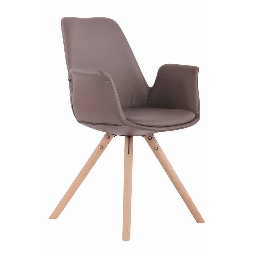 Sedia Ospiti LUCY, Design Elegante, Gambe in Faggio, Seduta in Pelle, Marrone