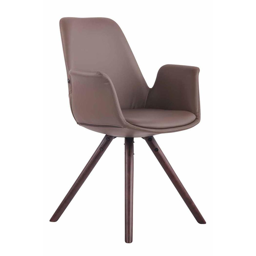 Sedia Ospiti LUCY, Design Elegante, Gambe in Legno Ebano, Seduta in Pelle, Marrone