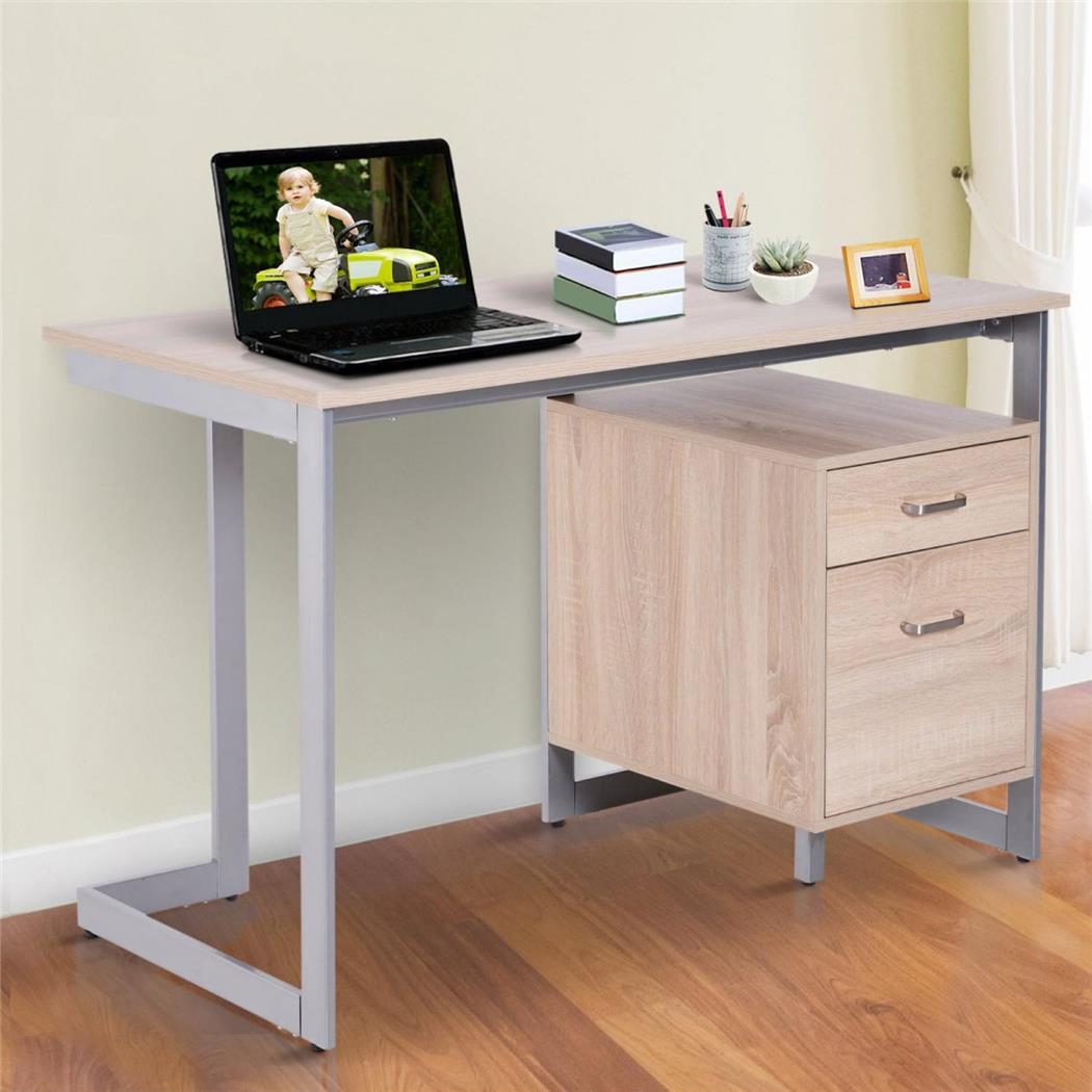 Scrivania da ufficio AMONDI, 120x58x76cm, Metallo e Legno, Rovere