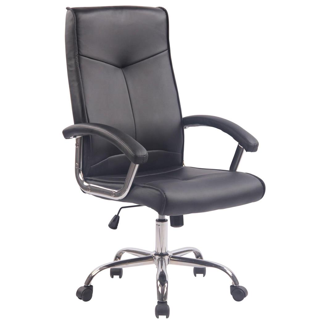 Poltrona da Ufficio MARLEY, Elegante, Base in Metallo, Pelle Nera