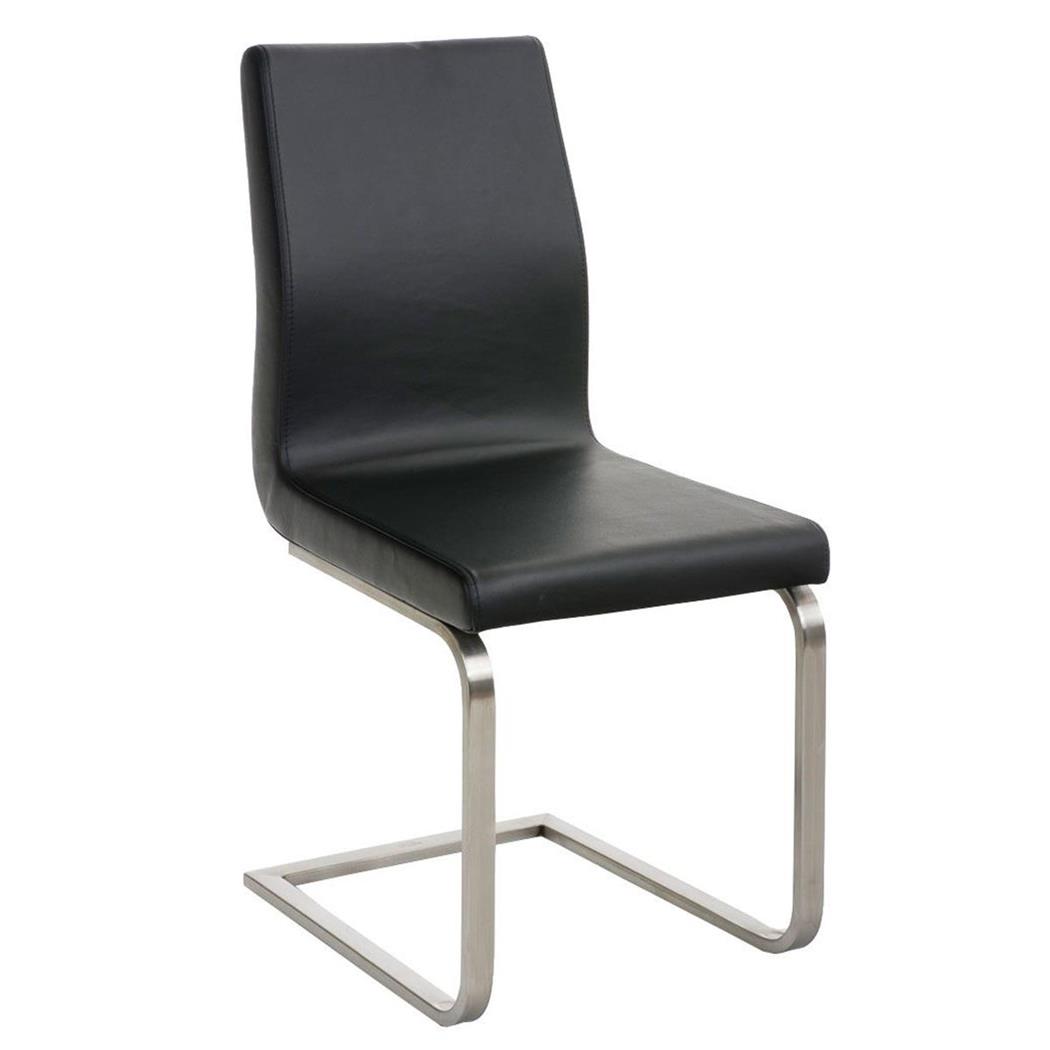 Sedia Ospiti JASON, Telaio acciaio inox, Imbottita, Pelle Nera
