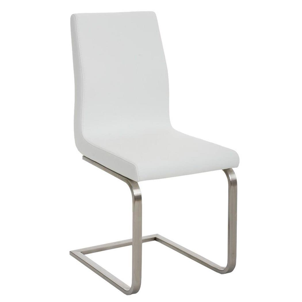 Sedia Ospiti JASON, Telaio acciaio inox, Imbottita, Pelle Bianca