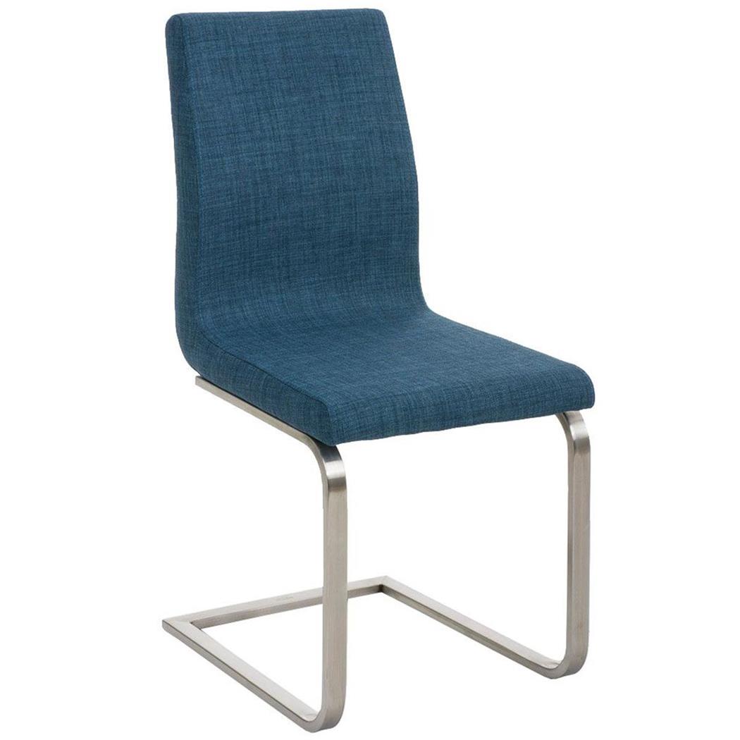 Sedia Ospiti JASON, Telaio acciaio inox, Imbottita, Tessuto Blu