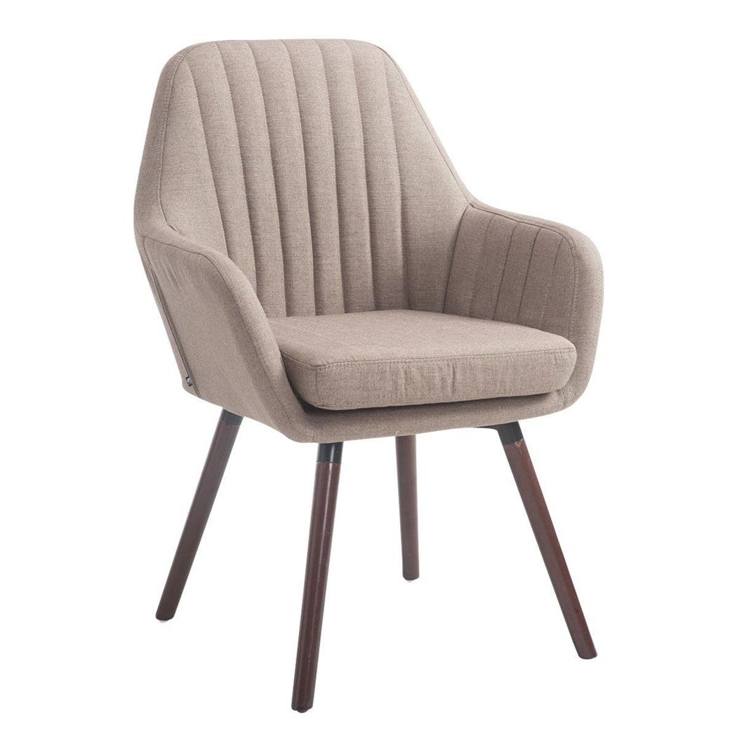 Sedia Ospiti SERENA, Gambe color Noce, Imbottita, Tessuto Marrone Chiaro