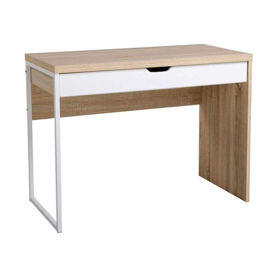 Scrivania da ufficio GAIA, 100x50x75cm, Legno e Metallo, Rovere