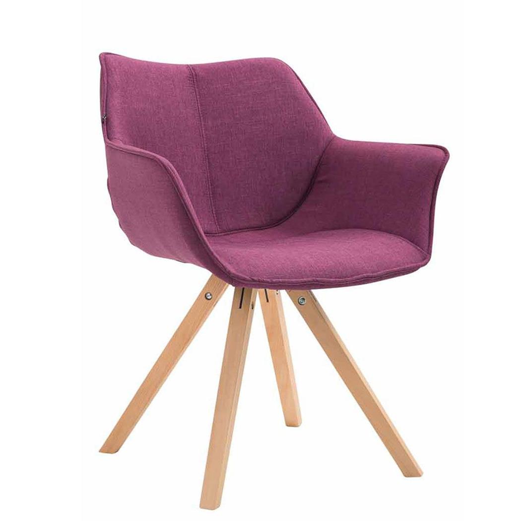 Sedia Ospiti TULIP, Comoda e Moderna, Gambe in Legno, Tessuto Viola