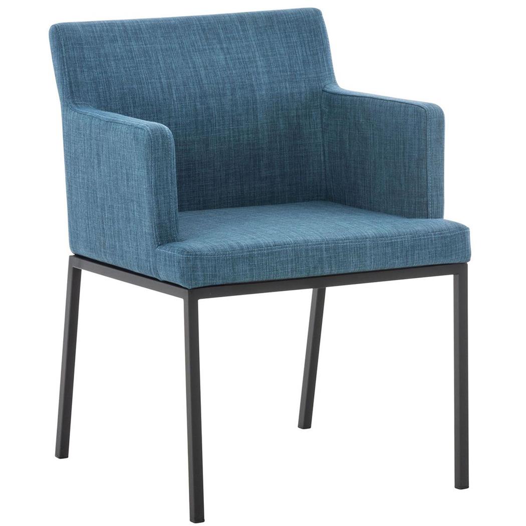 Poltroncina per ospiti NICOLE, Imbottita, Gambe Nere, Tessuto Blu