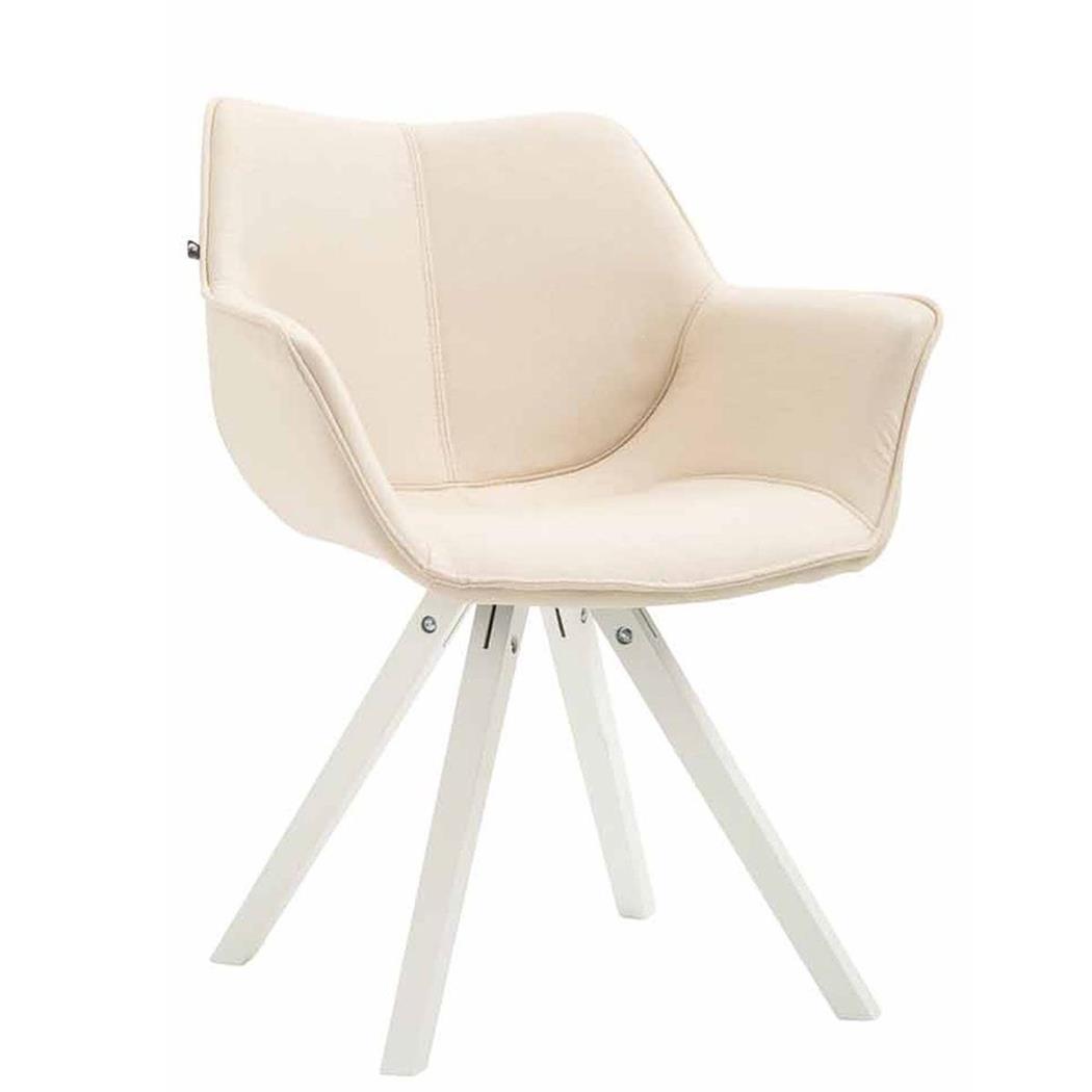 Sedia Ospiti TULIP, Comoda e Moderna, Gambe in Legno Bianco, Tessuto Panna