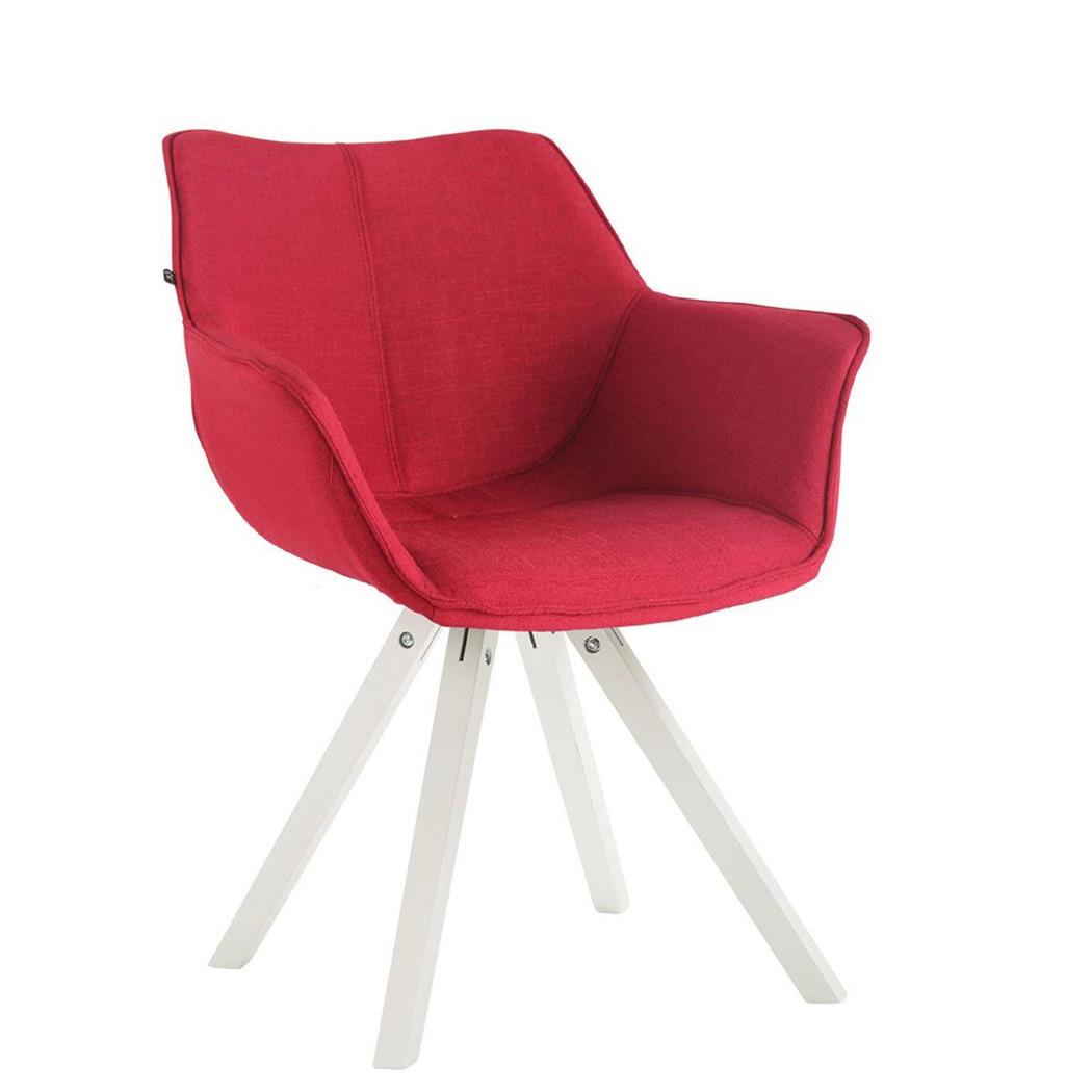 Sedia Ospiti TULIP, Comoda e Moderna, Gambe in Legno Bianco, Tessuto Rosso