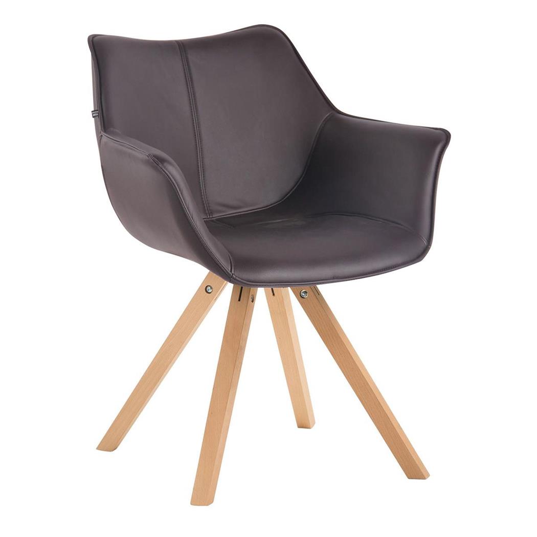 Sedia Attesa TULIP, Comoda e Moderna, Gambe in Legno, Pelle Marrone