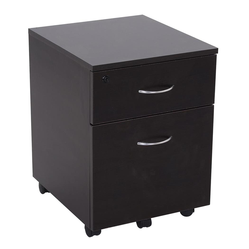 Cassettiera con Ruote JANE, Porta cartelle, Legno, Nero