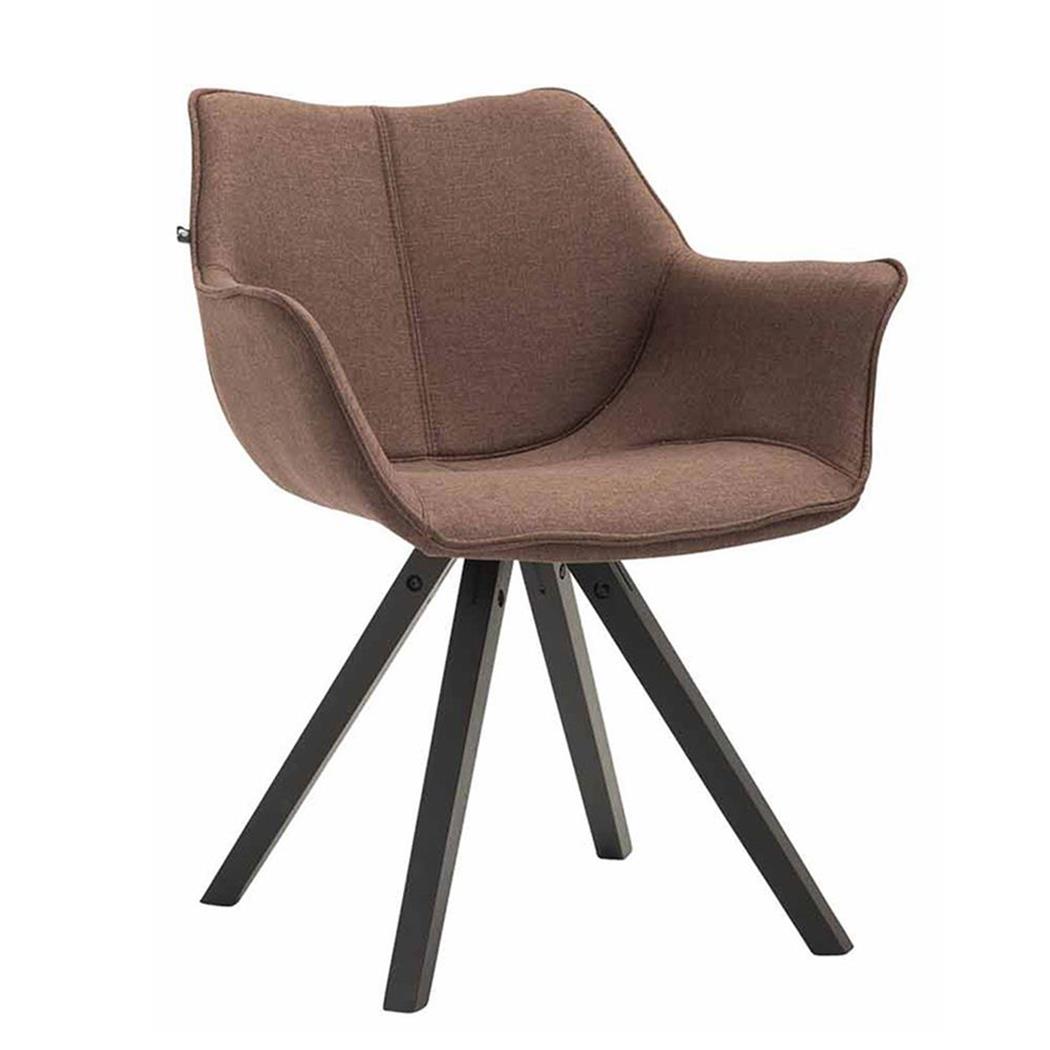 Sedia Ospiti TULIP, Comoda e Moderna, Gambe in Legno Nero, Tessuto Marrone