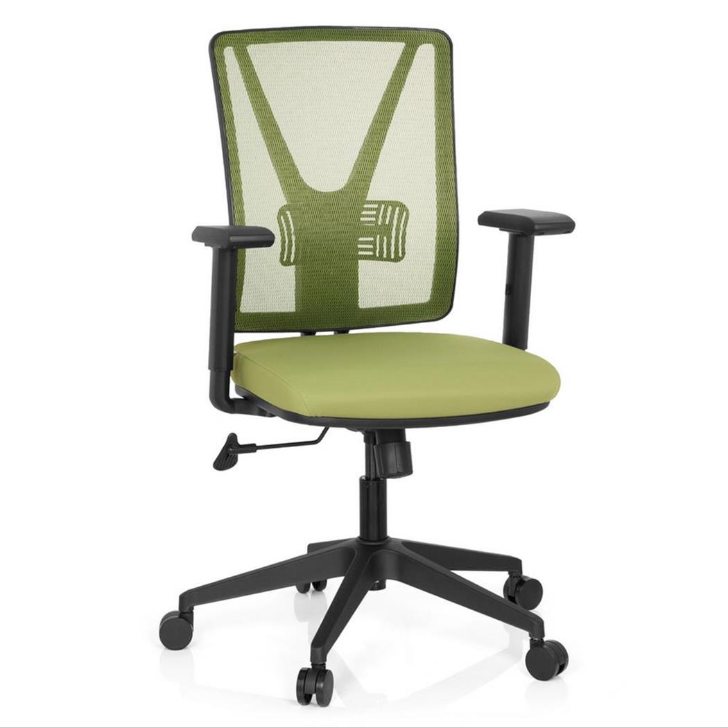 DEMO# Sedia ergonomica UDINE, Schienale Regolabile in Rete, Sostegno Lombare, in Verde
