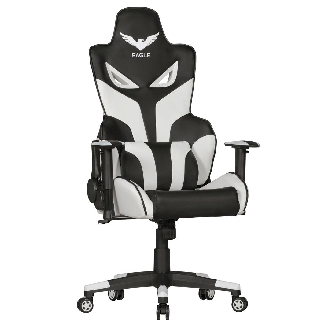 Sedia Gaming ADAM, Design Esclusivo, in Pelle Bianca e Nera