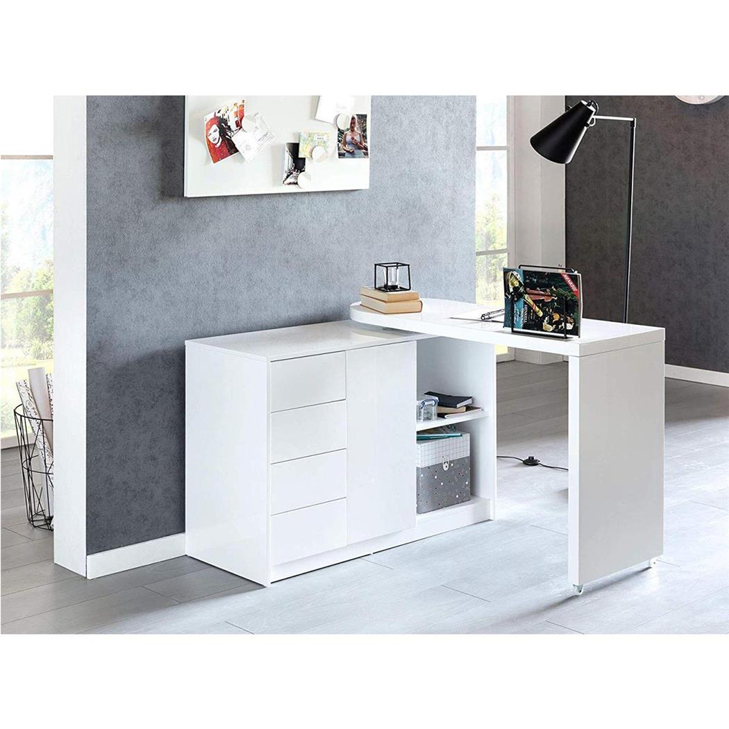 Scrivania di Design EDEN, Personalizzabile, 77x166x42cm, in Legno Bianco