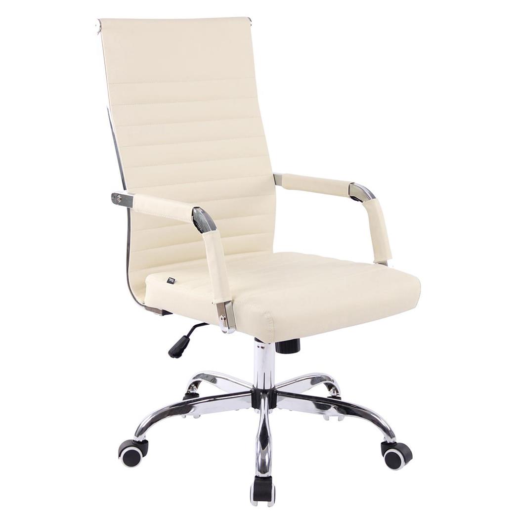 Sedia da Ufficio BERLIN, Design Elegante, Base in Metallo, Pelle Panna