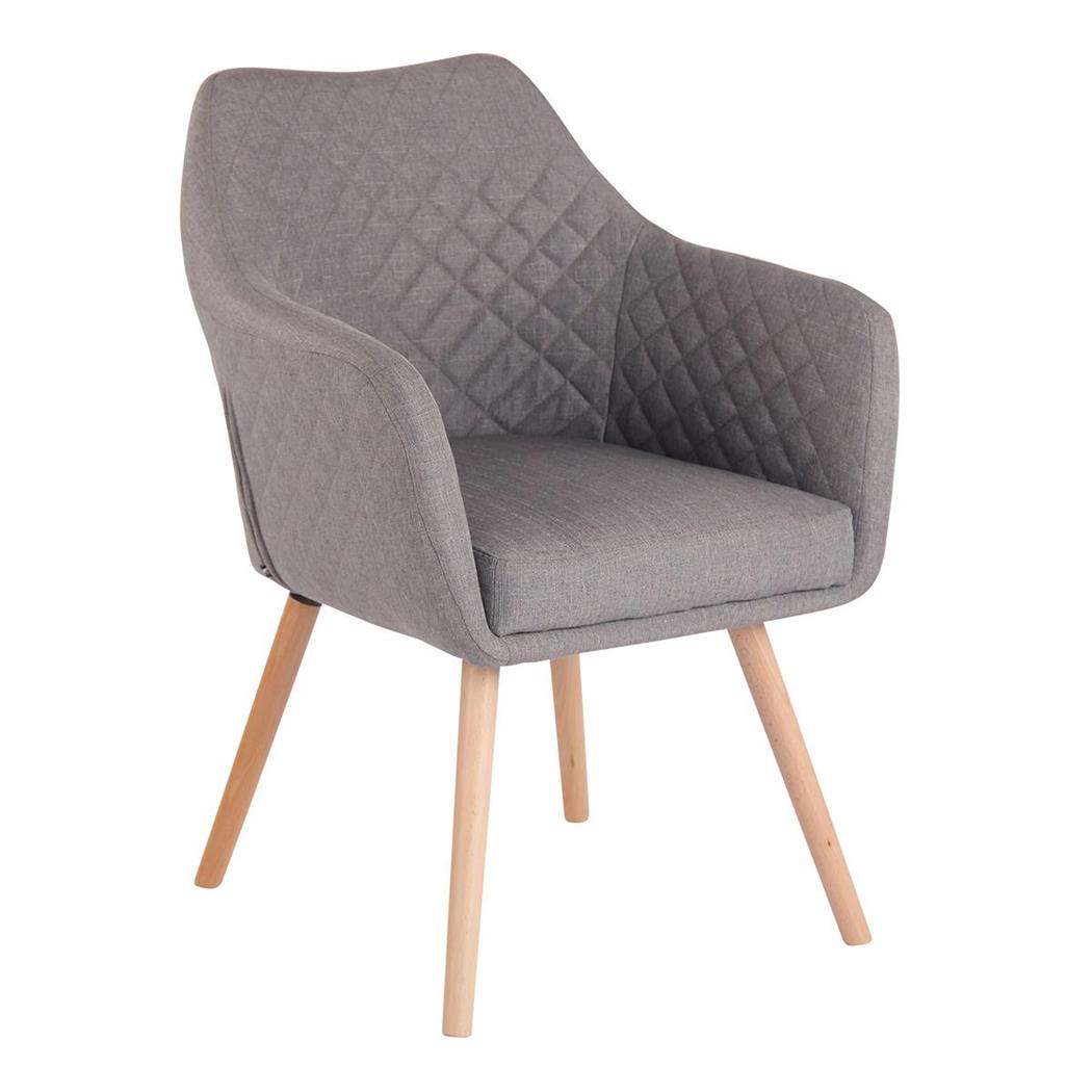 Sedia Ospiti BASILEA, Gambe in Legno color Faggio, Tessuto Grigio