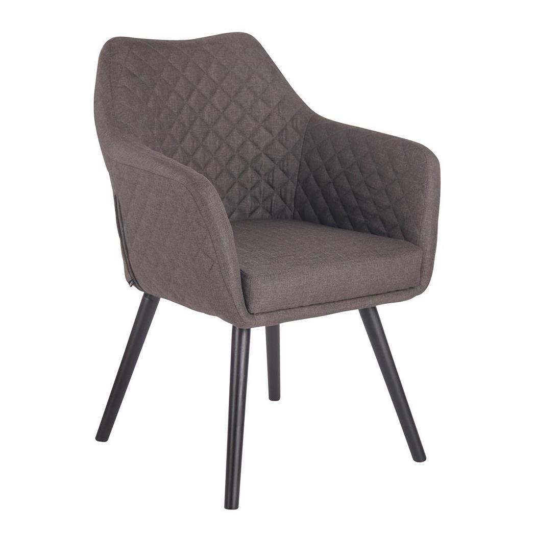 Sedia Ospiti BASILEA, Gambe in Legno color Nero, Tessuto Grigio Scuro