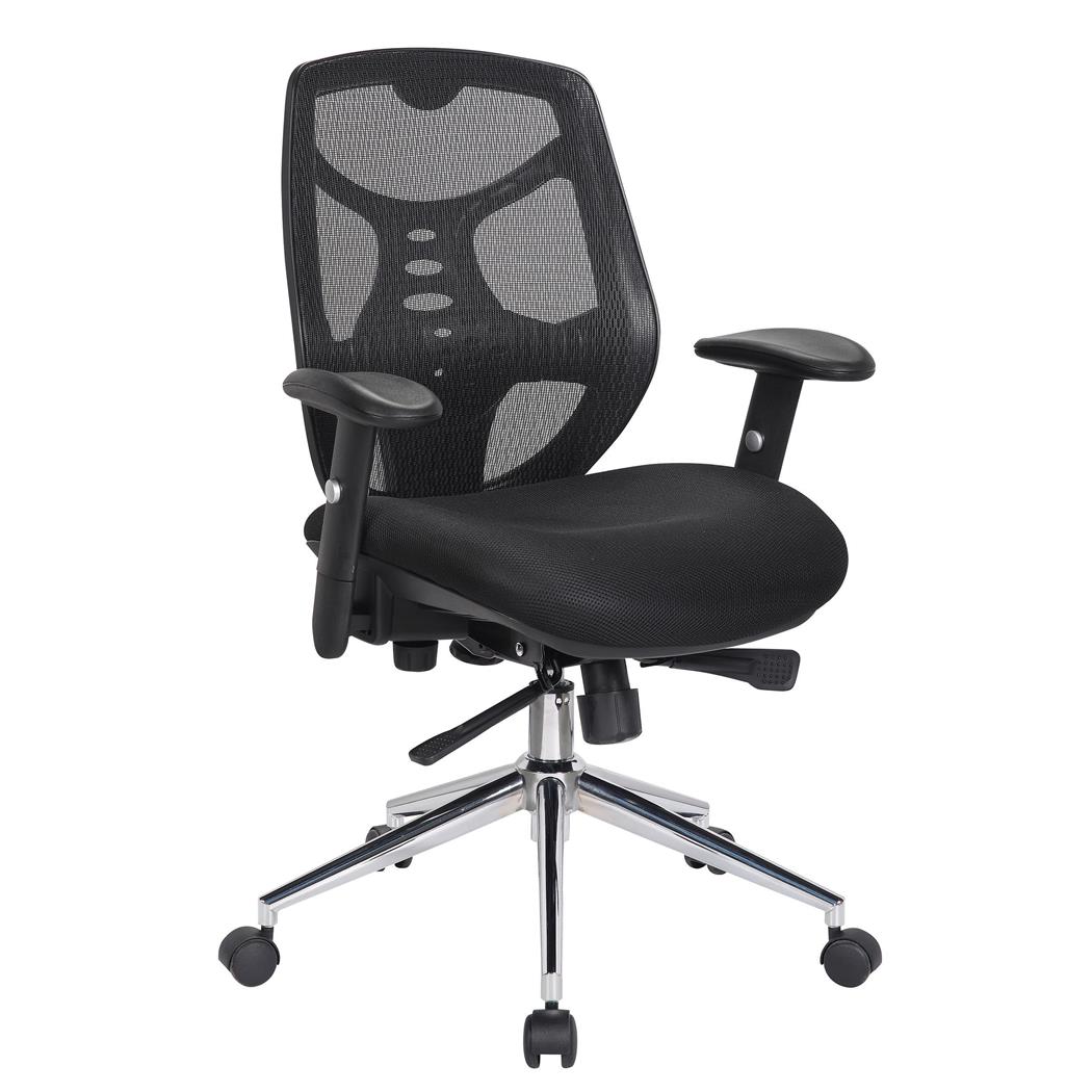 Sedia Ergonomica MANTRA, Regolabile, Rete e Tessuto, Supporto Lombare, in Nero